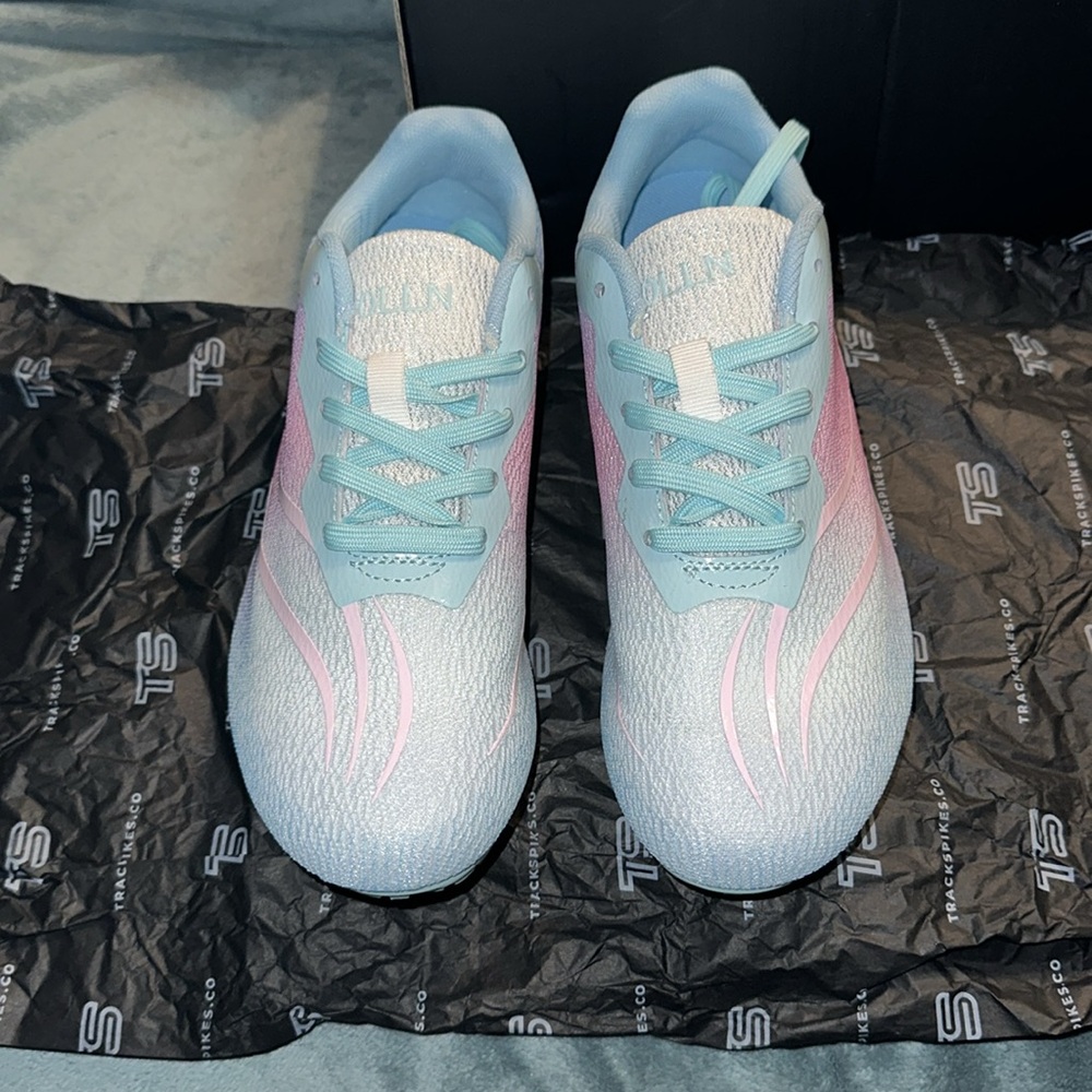 Track spikes US 6.5 blue pink purple white New in box